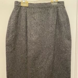 NWT Vintage Joan Leslie Charcoal Midi Pencil Skirt Size 12P Back Slit Wool